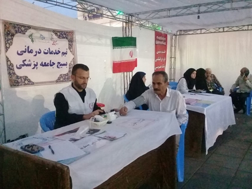 حضور بسیج جامعه پزشکی مرکز آموزشی درمانی کمالی در موکب بدرقه زائران اربعین حسینی